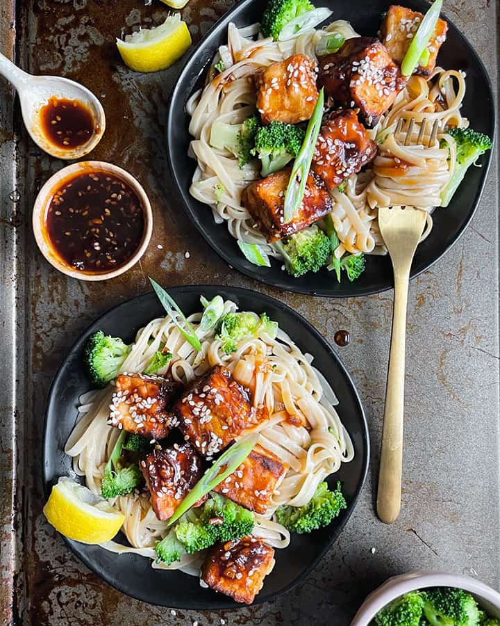 Teriyaki Tofu with Miso Butter Noodles - The Driftwood Table